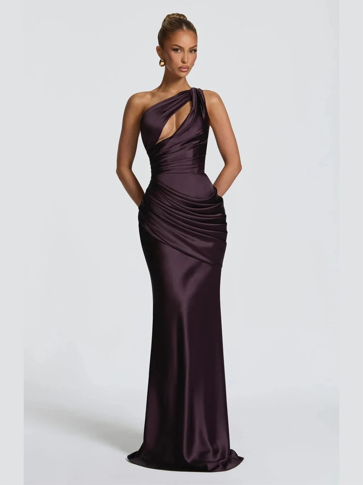 Women's Pleated Halter Backless Maxi Dress – Elegant Party Gown
