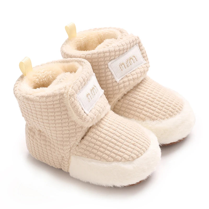 0-18M Apricot New Soft Winter Boots Baby Girl Boy Winter Warm Shoes Solid Fashion Toddler Fuzzy Balls First Walkers Kid Shoes