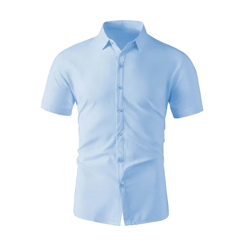 Men's Short Sleeve Dress Shirt – Smart Casual Wrinkle-Free Summer Top