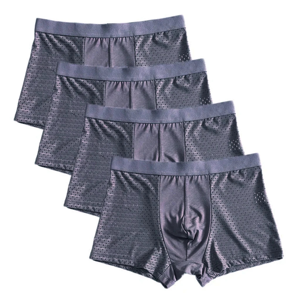 Men's Bamboo Fiber Boxer Shorts 4-Pack | Breathable Quick-Dry Underwear | 11 Colors | XL–7XL