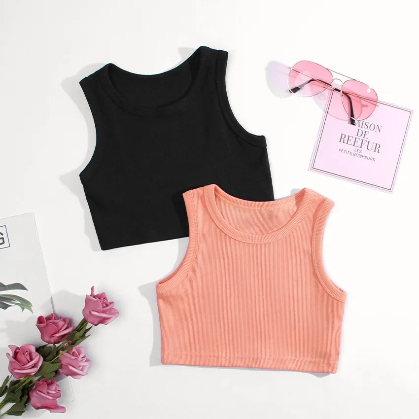 Girls' Cotton Sleeveless Tank Top – Soft Camisole Undershirt for Toddlers & Kids