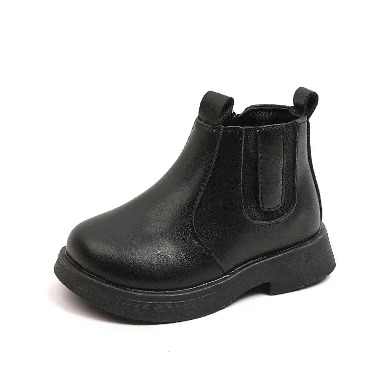 Kids Short Boots Solid Color Versatile Boys Girls Chelsea Boots British Style 2025Autumn New Children Ankle Boot Wear-Resistant