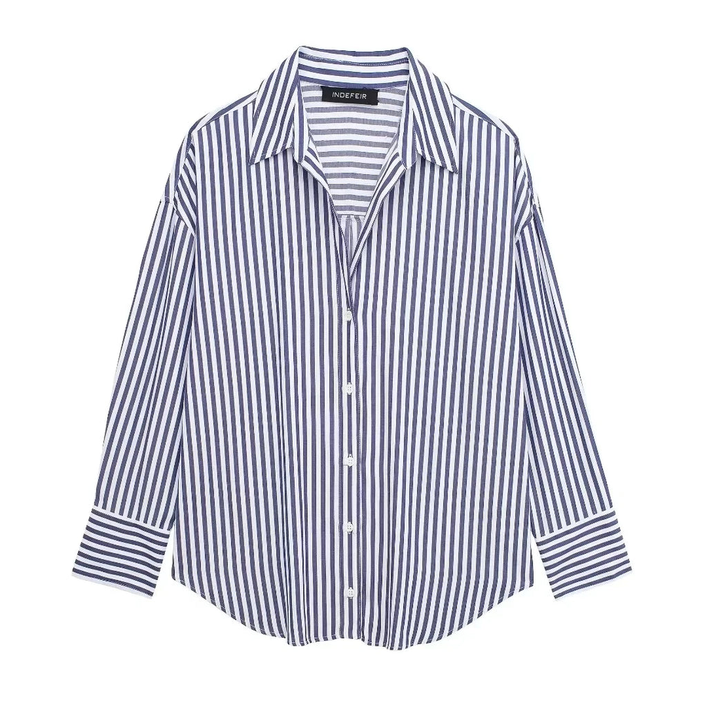 Women's Elegant Lapel Long Sleeve Loose Blouse — Office Lady Button-Down Shirt | 5 Colors | XS–L
