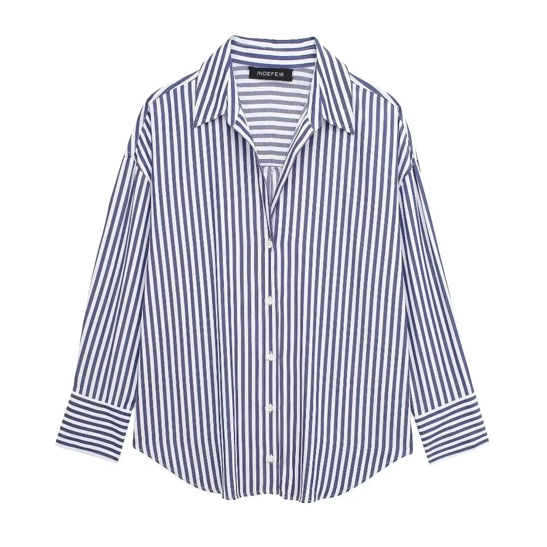 Women's Elegant Lapel Long Sleeve Loose Blouse — Office Lady Button-Down Shirt | 5 Colors | XS–L