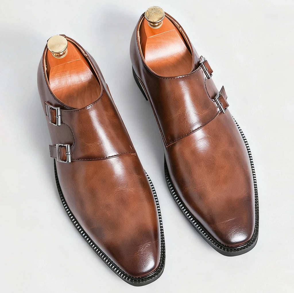 Men's Classic Monk Strap Pointed Toe Oxford Shoes – Business, Wedding & Party