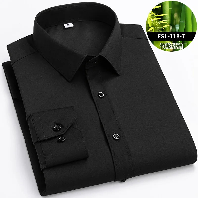 Men's Bamboo Fiber Dress Shirt — Anti-Wrinkle Slim Fit