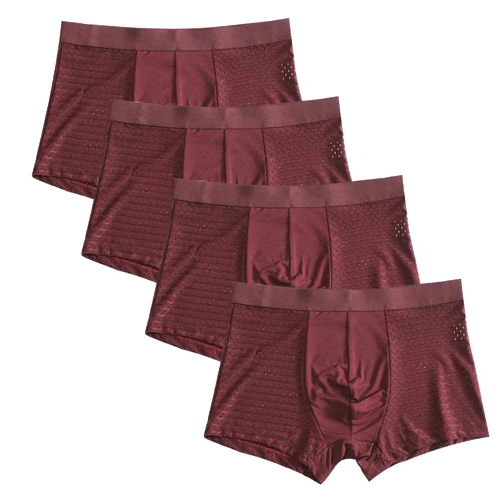 Men's Bamboo Fiber Boxer Shorts 4-Pack | Breathable Quick-Dry Underwear | 11 Colors | XL–7XL