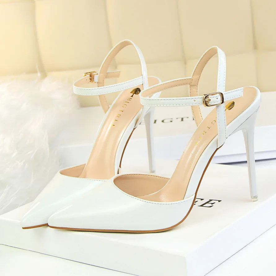 Women's Stiletto Heel Ankle Strap Sandals – 10.5cm High Heels for Wedding & Party