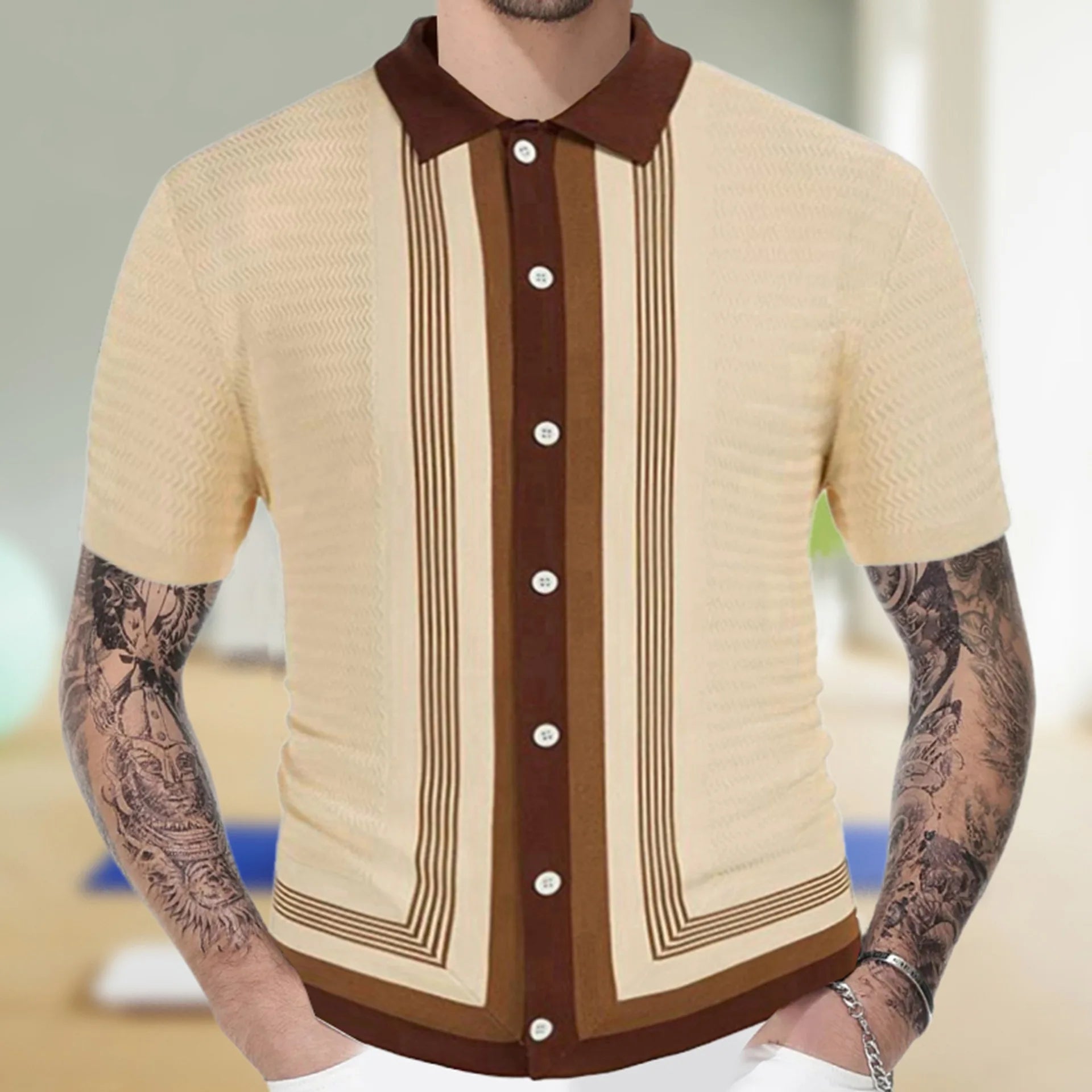 High End Jacquard Striped Polo Shirts For Men Short Sleeve Elastic Summer Quality Viscose Knitted Smart Casual Camisas De Hombre