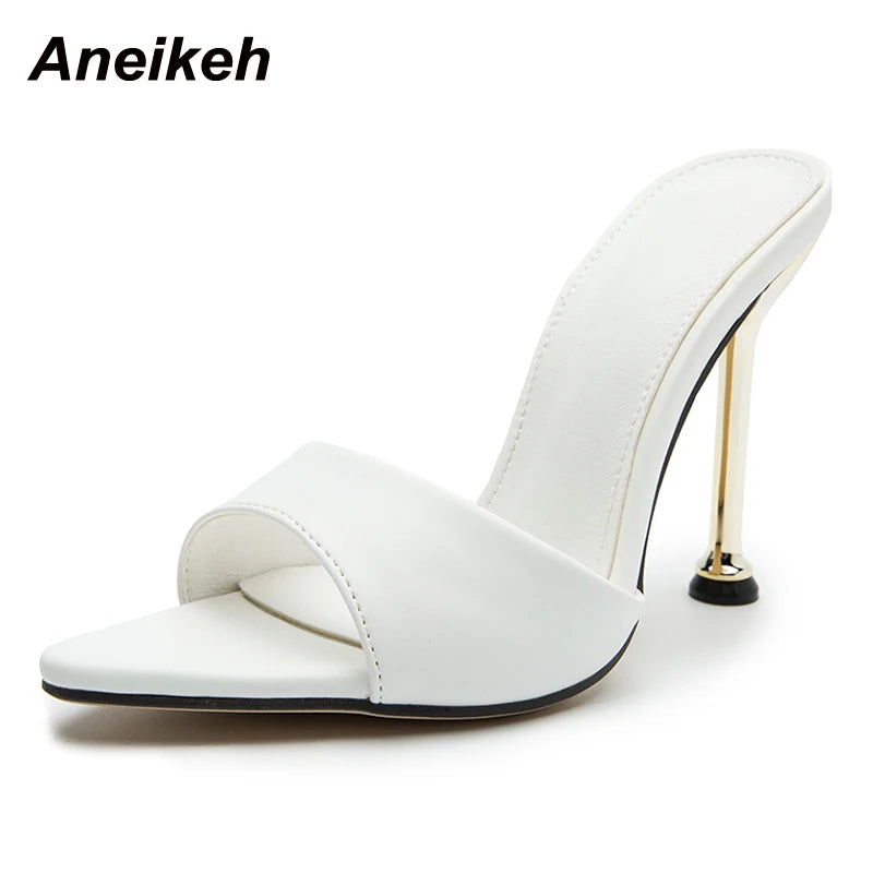 Women's Bling Pointed Toe Stiletto Mule Sandals – Sexy High Heel Slides for Party