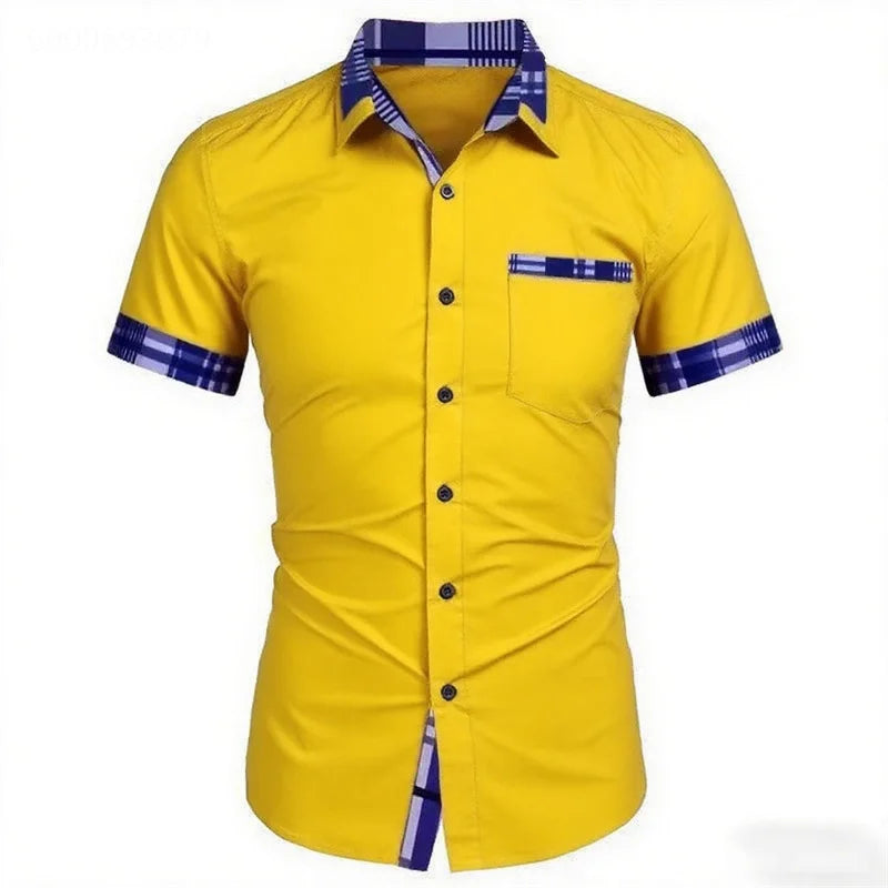 Men's short-sleeved shirts business office wear button-down shirts loose style oversized size XS-5XL soft fabric fast delivery