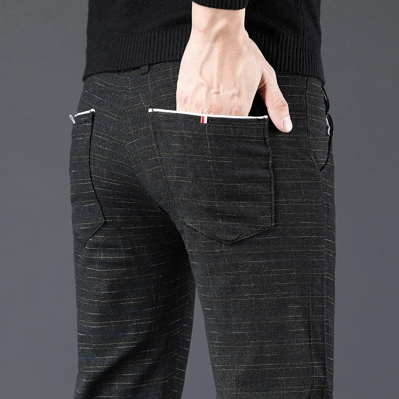 Men's Slim Fit Cotton Casual Pants – Korean Style