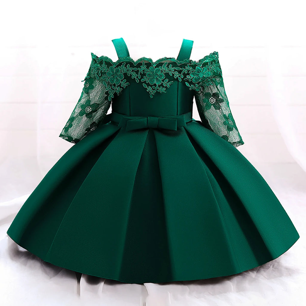 Baby Girls' Lace Flower Princess Dress – Baptism, Birthday & Wedding Party Gown