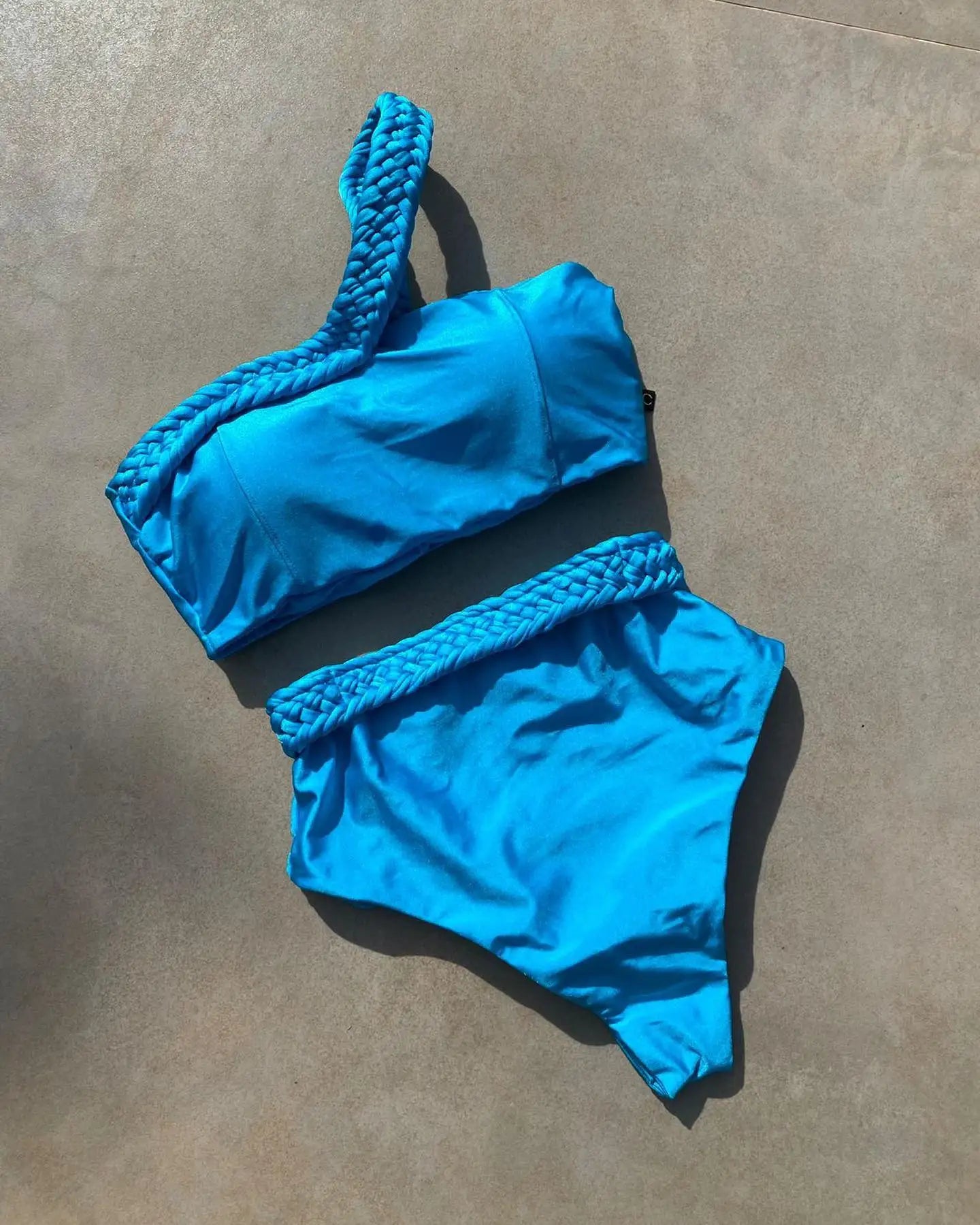 2025 New Push Up Single Shoulder Stripe Women Bikini Set High Cut Printed Bottom Padded Swimwear Summer Beachwear Bathing Suit