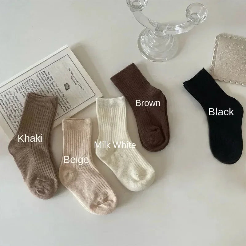 Kids Cotton Socks 5-Pack – Breathable Cartoon Crew Socks (Ages 1–12)