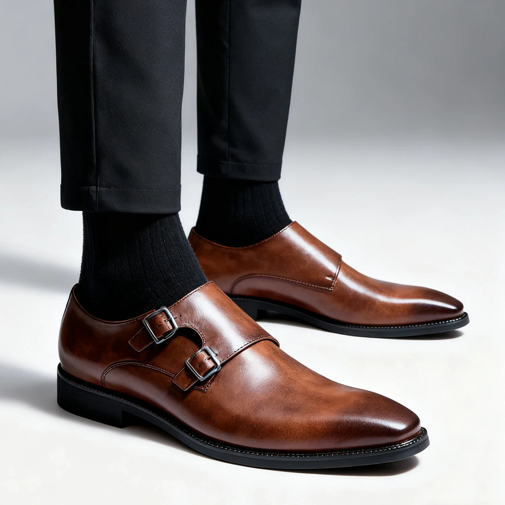 Men's Classic Monk Strap Pointed Toe Oxford Shoes – Business, Wedding & Party