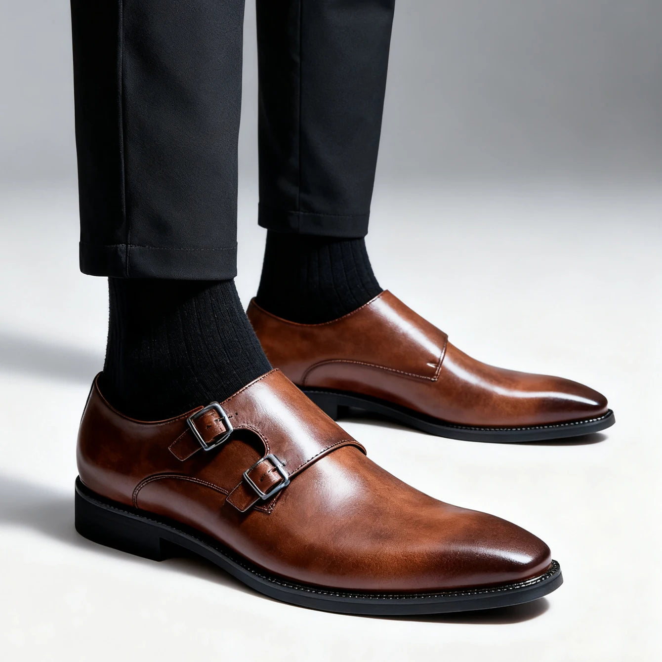 Men's Classic Monk Strap Pointed Toe Oxford Shoes – Business, Wedding & Party