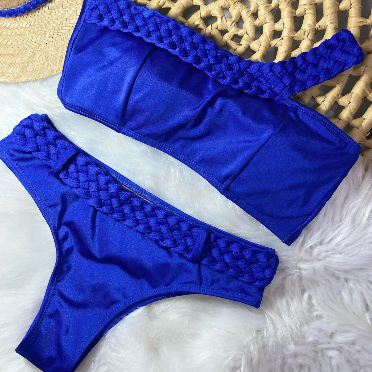 2025 New Push Up Single Shoulder Stripe Women Bikini Set High Cut Printed Bottom Padded Swimwear Summer Beachwear Bathing Suit