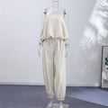 Women's Strapless Pleated Top & Loose Lantern Pants Set | Casual 2-Piece
