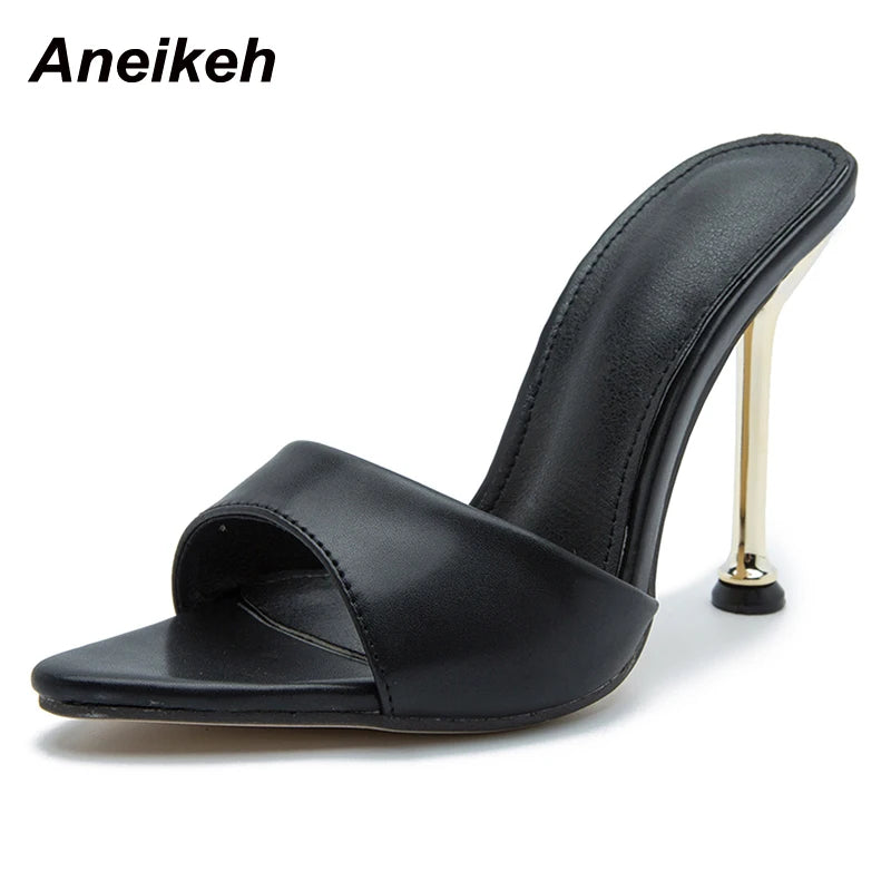 Women's Bling Pointed Toe Stiletto Mule Sandals – Sexy High Heel Slides for Party
