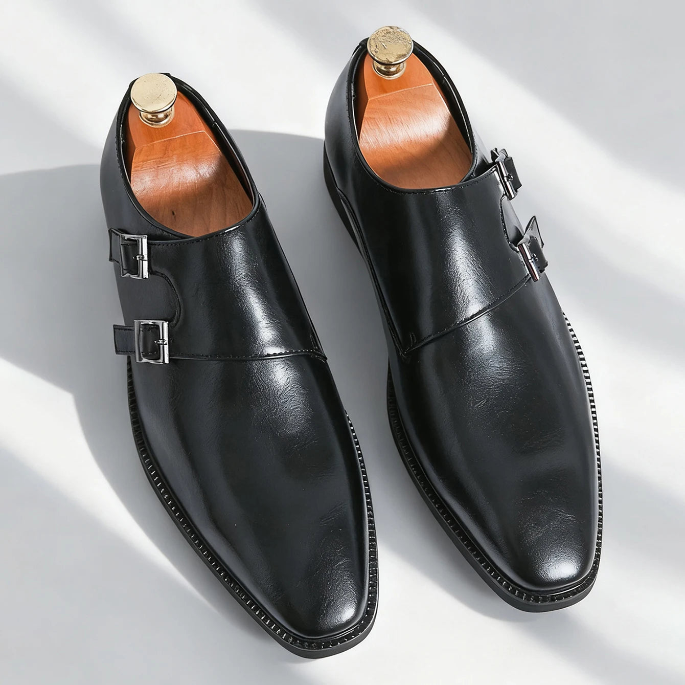 Men's Classic Monk Strap Pointed Toe Oxford Shoes – Business, Wedding & Party
