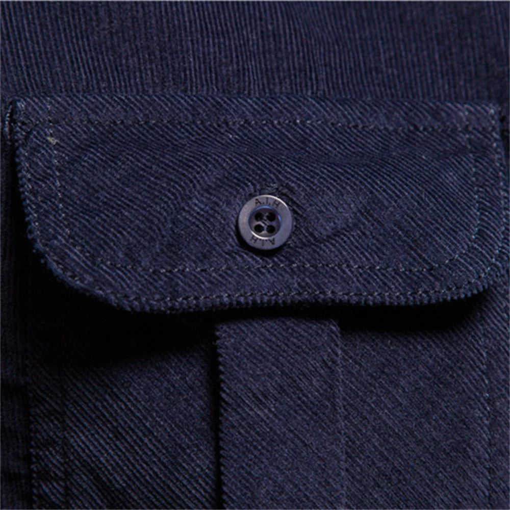 Men's Cotton Corduroy Shirt – Slim Fit Button-Down Casual Streetwear
