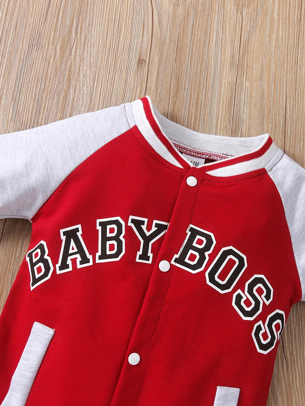 Baby Boy Long-Sleeve Romper — Letter Print Cotton Jumpsuit