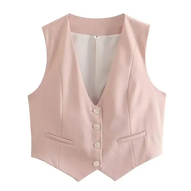 Women's Sleeveless V-Neck Slim Fit Crop Tank Top – Casual Chic Everyday Blouse