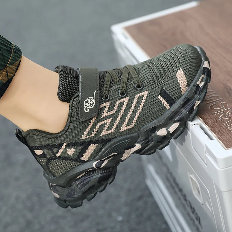 Children Breathable Sneakers Boys Girls Wear-resistant Lightweight Sports Shoes Kids Non-slip Casual Camouflage Outdoor Shoes