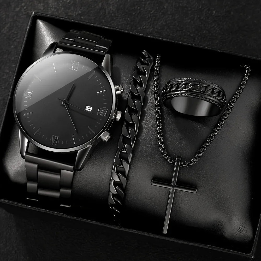 Men's Quartz Watch & Jewelry Set