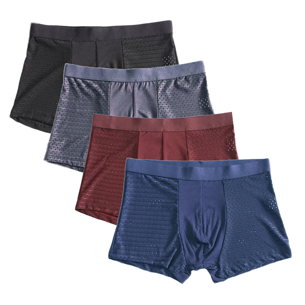 Men's Bamboo Fiber Boxer Shorts 4-Pack | Breathable Quick-Dry Underwear | 11 Colors | XL–7XL