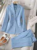 Women's Elegant 2-Piece Pant Suit Set – Slim Fit Blazer & Ankle Pants