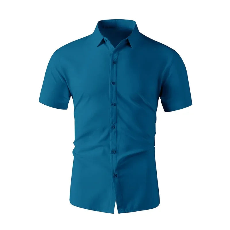 Men's Short Sleeve Dress Shirt – Smart Casual Wrinkle-Free Summer Top