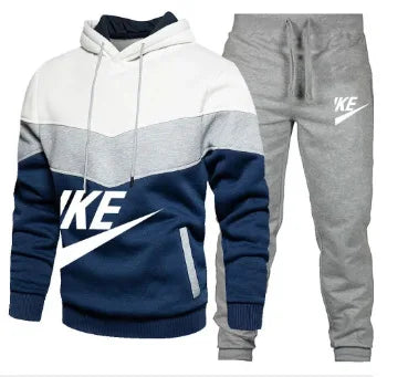 A new autumn and winter fashion combination hooded sweatshirt and sweatpants two-piece men's casual fitness jogging set
