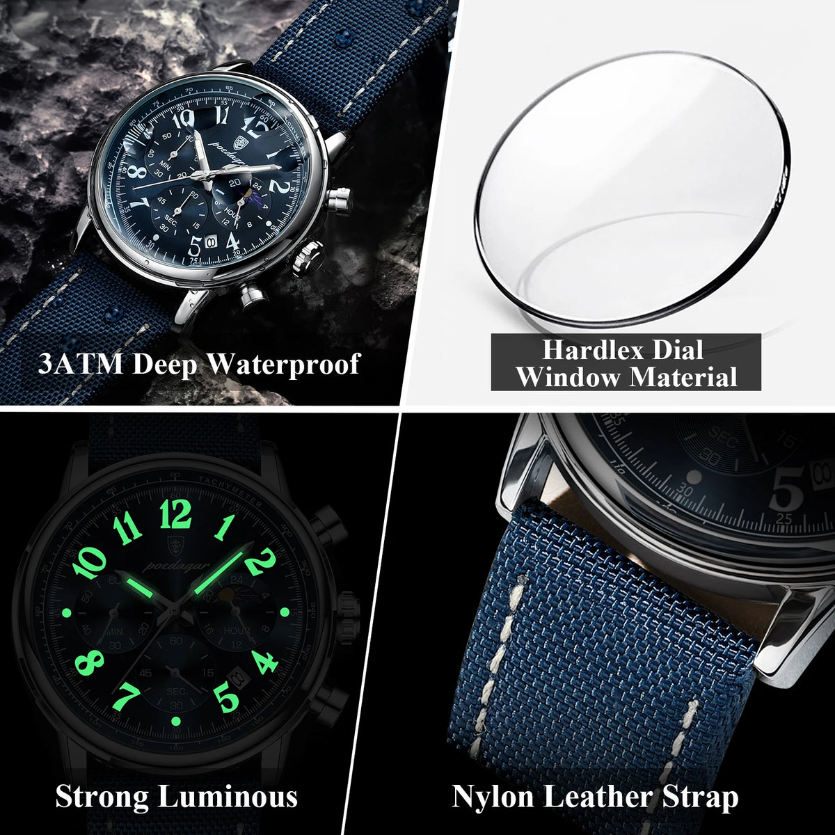 POEDAGAR Men's Quartz Watch