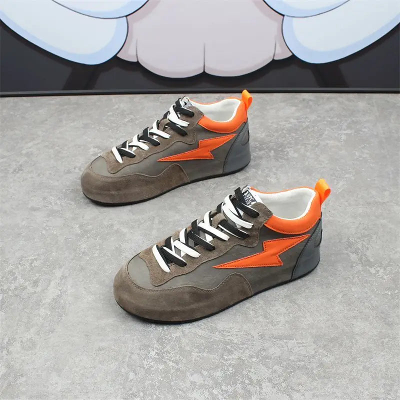 Chunky Sneakers Men Cover Bottom Board Shoes Fashion Casual Microfiber Leather Upper Increased Internal Platform Running Shoes