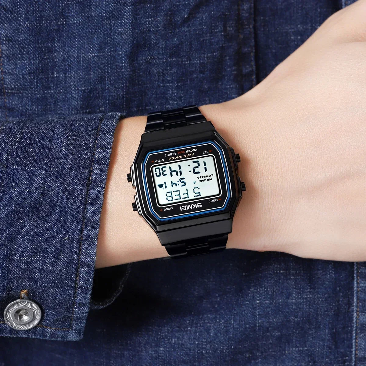 SKMEI 2113 Men's Islamic Prayer Digital Watch | Azan, Qibla, Hijri Calendar