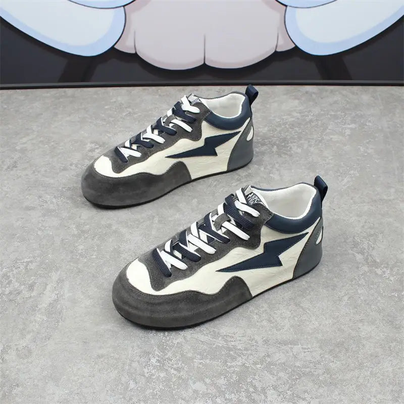 Chunky Sneakers Men Cover Bottom Board Shoes Fashion Casual Microfiber Leather Upper Increased Internal Platform Running Shoes