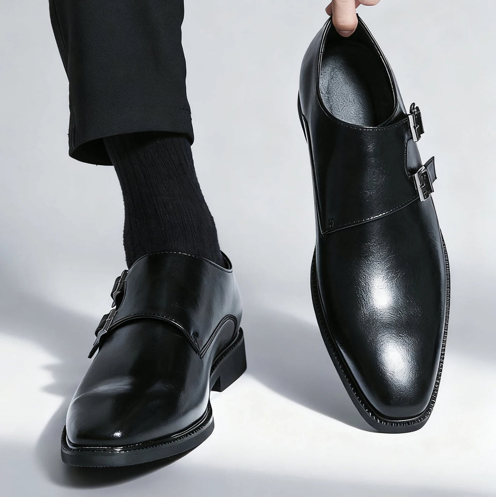 Men's Classic Monk Strap Pointed Toe Oxford Shoes – Business, Wedding & Party