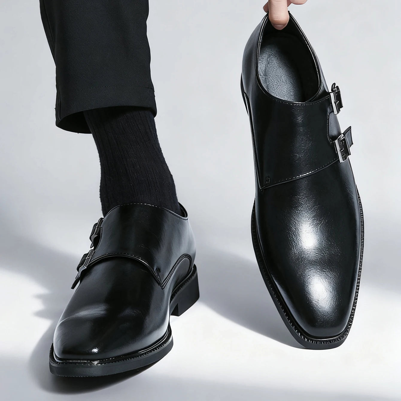 Men's Classic Monk Strap Pointed Toe Oxford Shoes – Business, Wedding & Party
