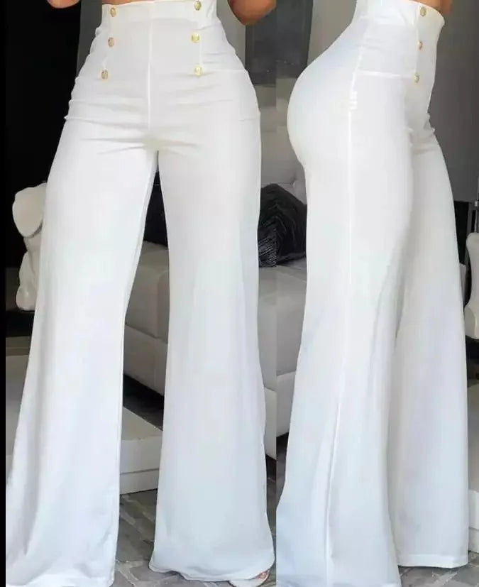 Elegant High Waist Wide Leg Bootcut Pants Summer European & American Fashion Simple Women's Flared Trousers