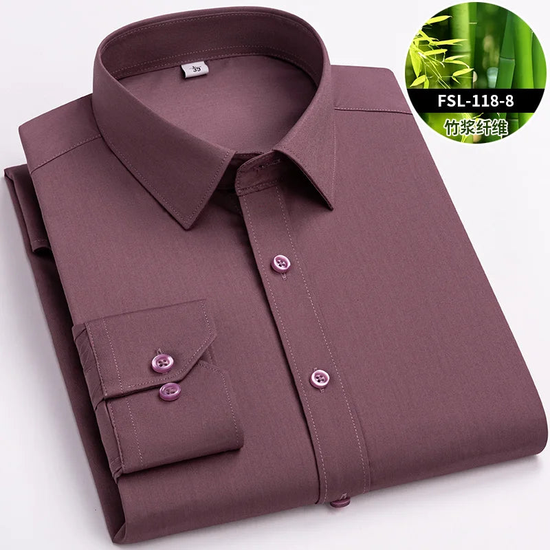 Men's Bamboo Fiber Dress Shirt — Anti-Wrinkle Slim Fit