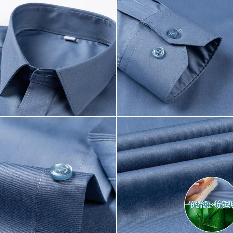 Men's Bamboo Fiber Dress Shirt — Anti-Wrinkle Slim Fit