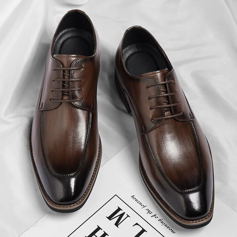 Men's Genuine Leather Oxford Shoes — Lace-Up Dress Shoes