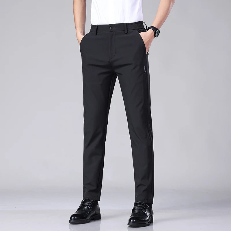 Men's Ice Silk Slim Straight Pants – Lightweight Summer Trousers