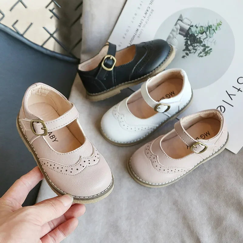 Girls PU Leather Flat Shoes – Kids Casual School Shoes (Size 21–30)
