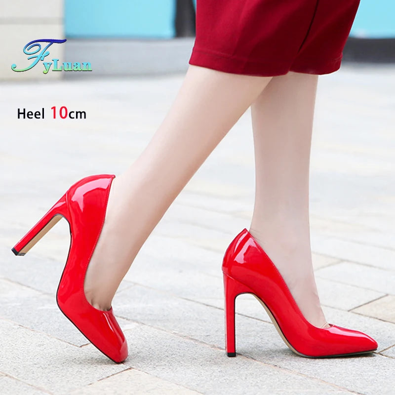 Women's Square Toe High Heel Pumps – 10cm Office Lady Stilettos