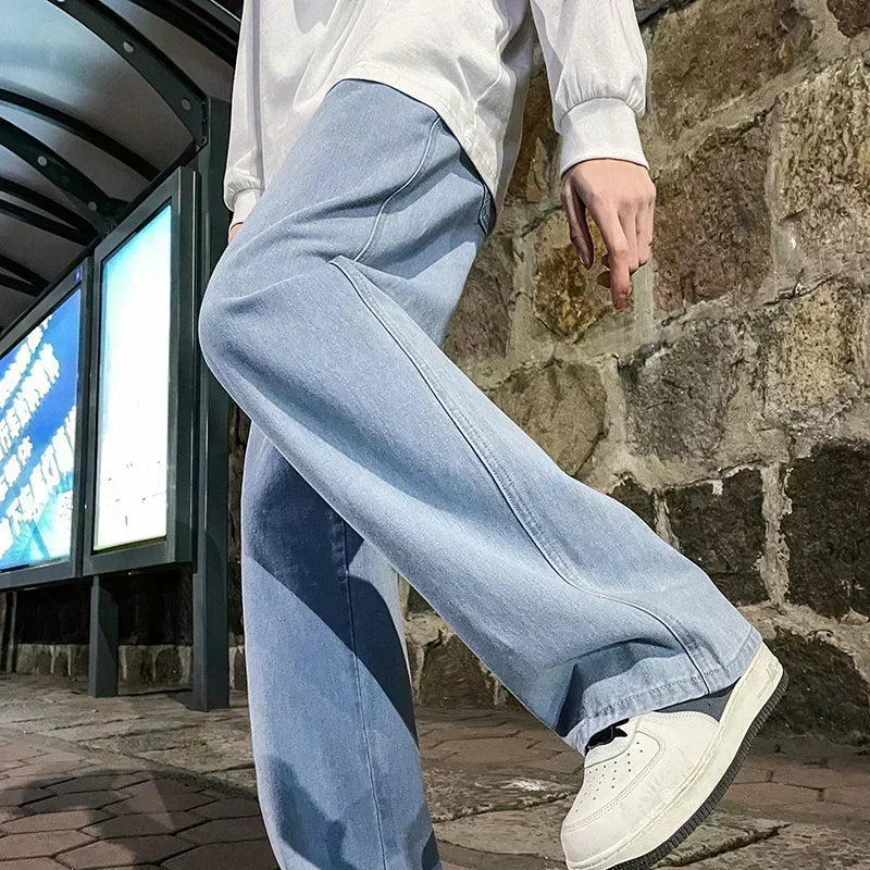 Men's Wide Leg Loose Jeans – Korean Streetwear Style