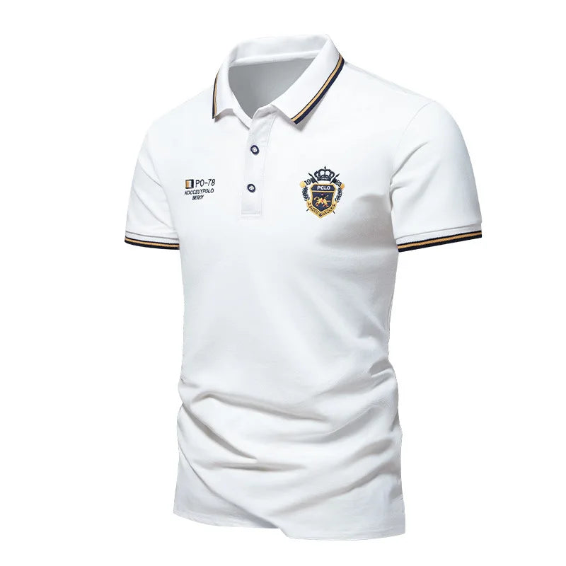 Men's Embroidered Polo Shirt — Luxury Casual Short Sleeve