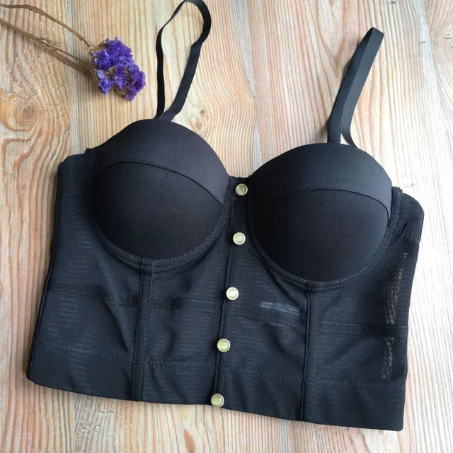 Women's Pearl Beaded Corset Cami Top — Sexy Push-Up Tube Bra